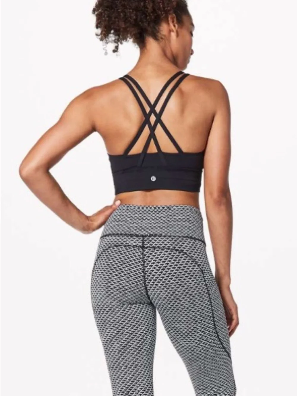 Lululemon Energy Bra Long Line Black Strappy Workout Gym Athleisure-6